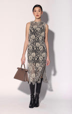Deana Dress, Ivory Black Lace