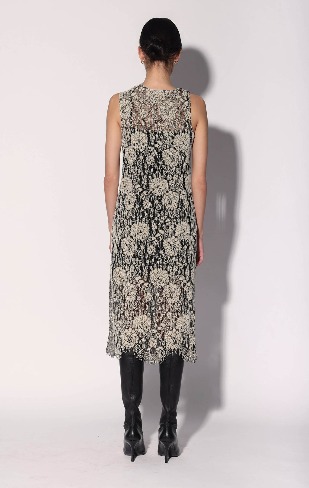 Deana Dress, Ivory Black Lace