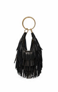 Freya Fringe Mini Hobo, Black