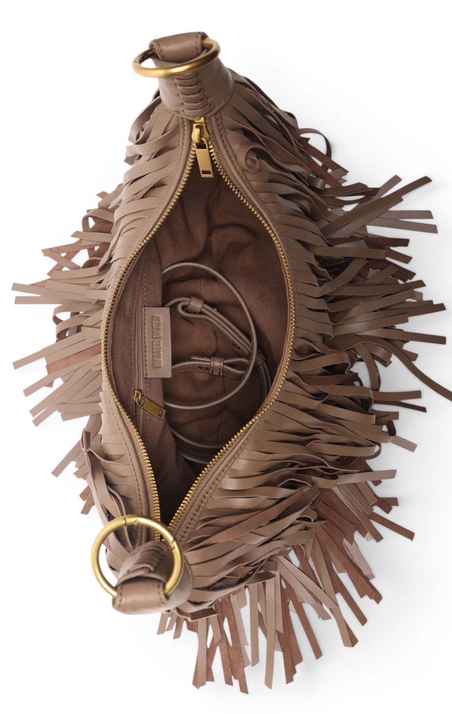 Freya Fringe Mini Hobo, Cedar