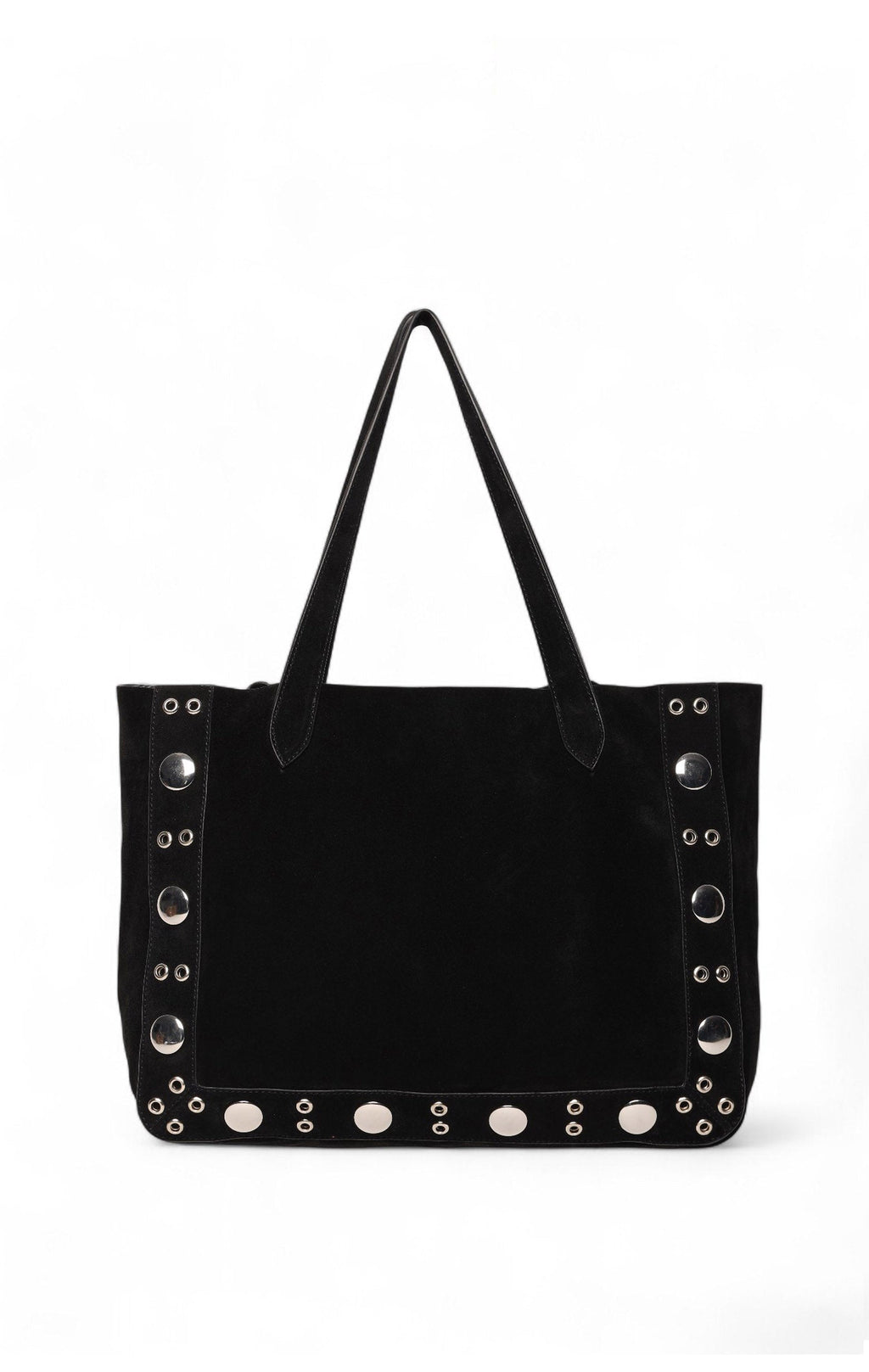 Flynn Studded Tote, Black Suede