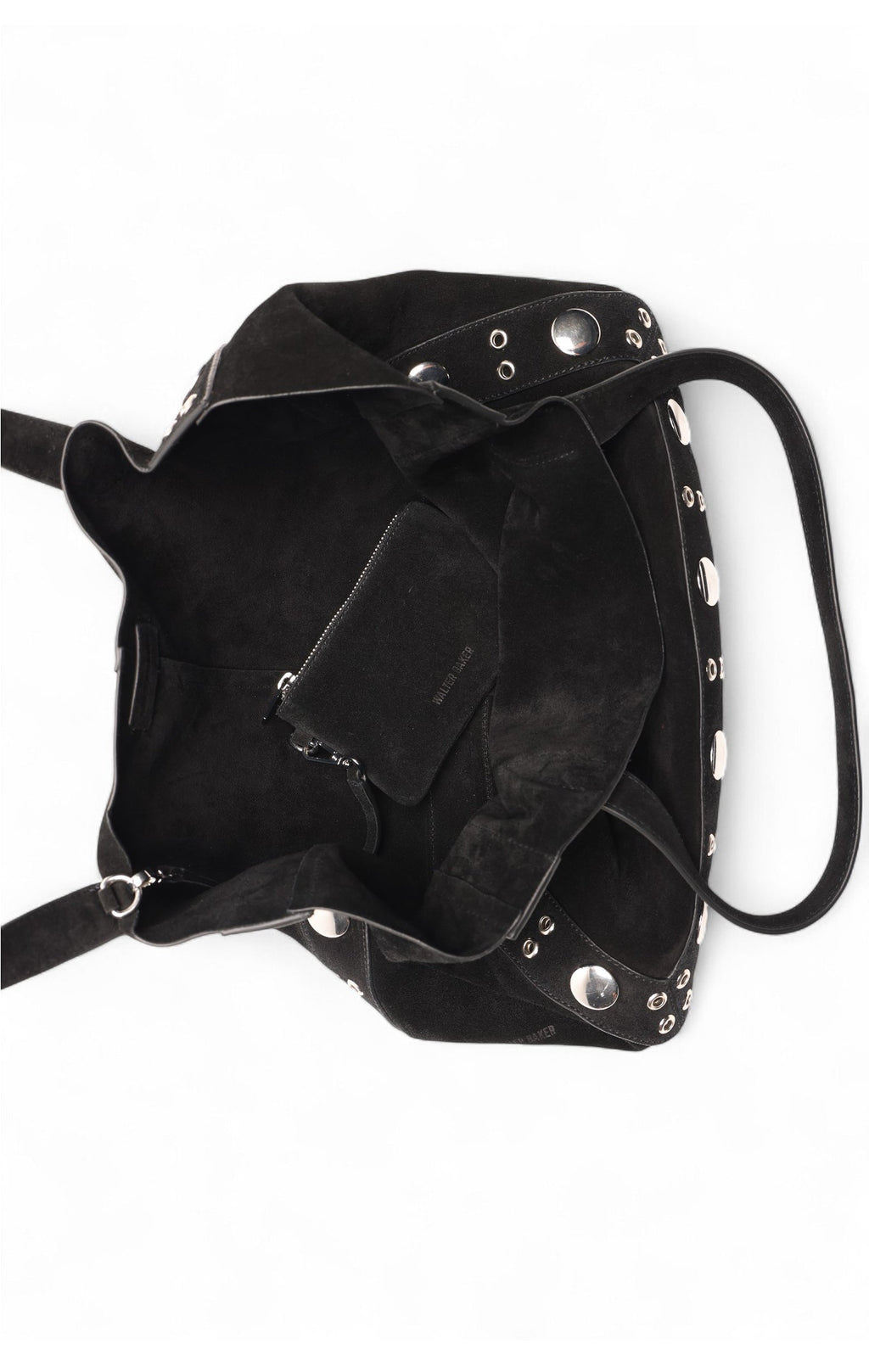Flynn Studded Tote, Black Suede