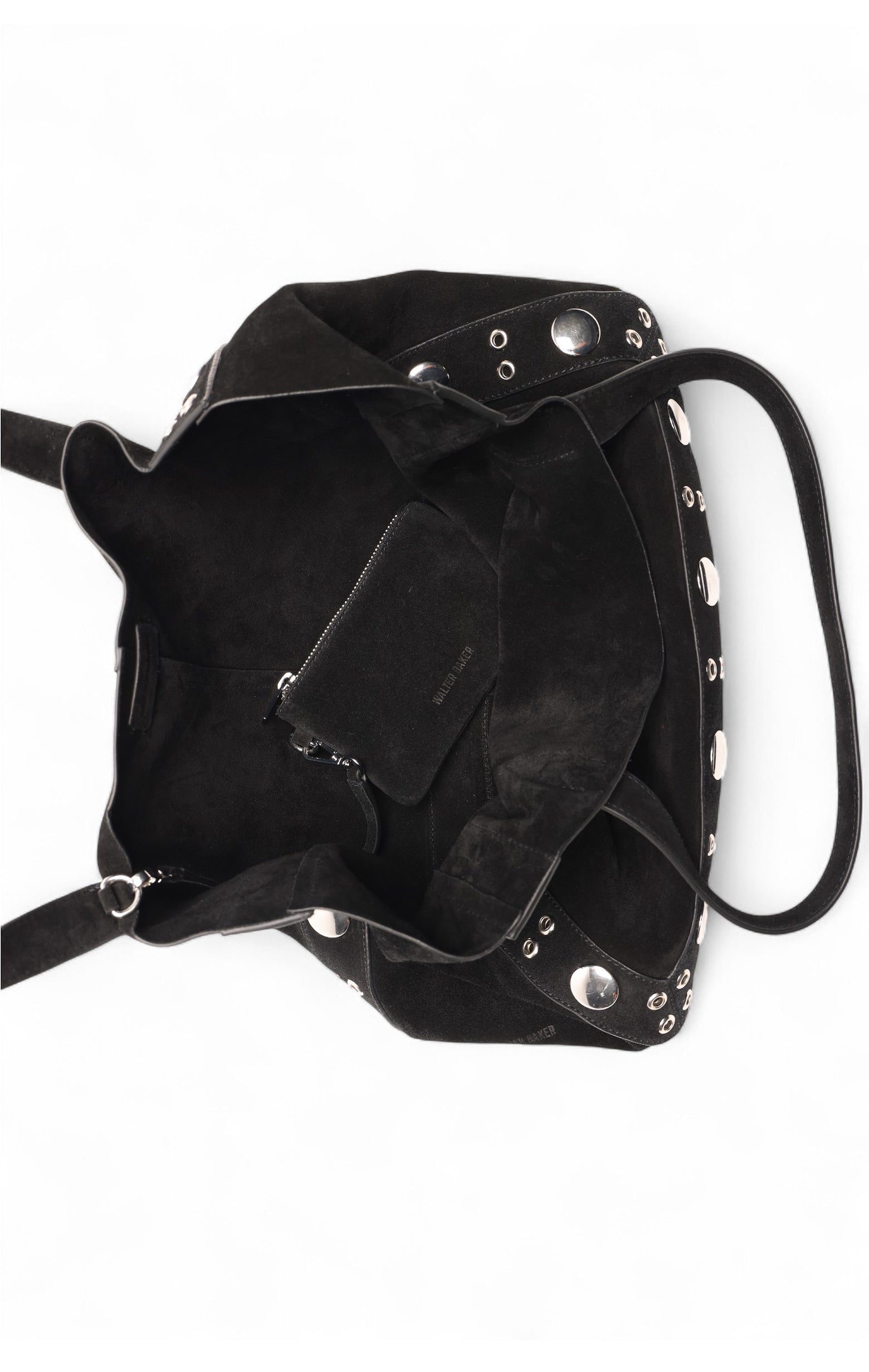 Flynn Studded Tote, Black Suede