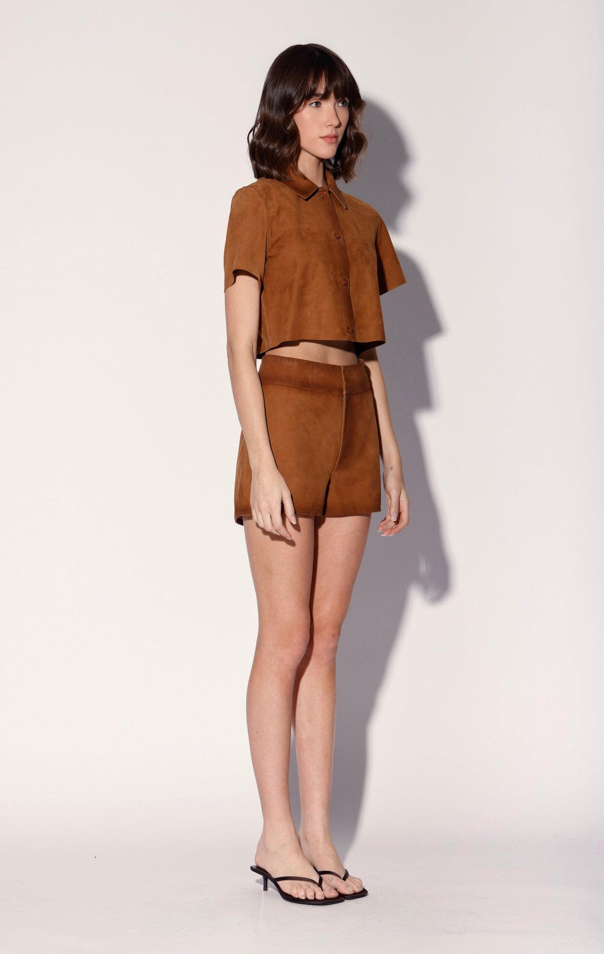 Kendra Short, Oak Suede - Leather