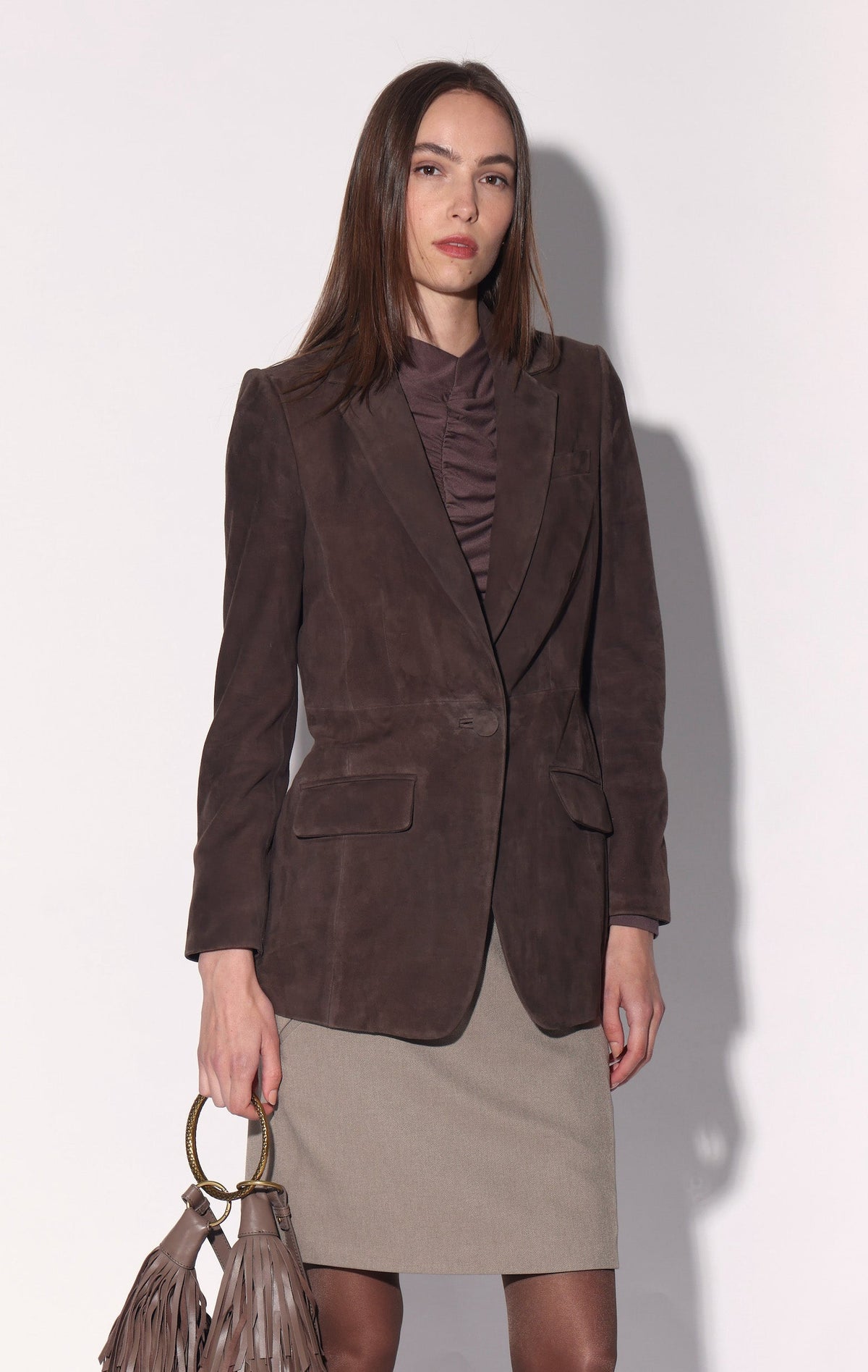 Mia Blazer, Mocha Suede - Leather