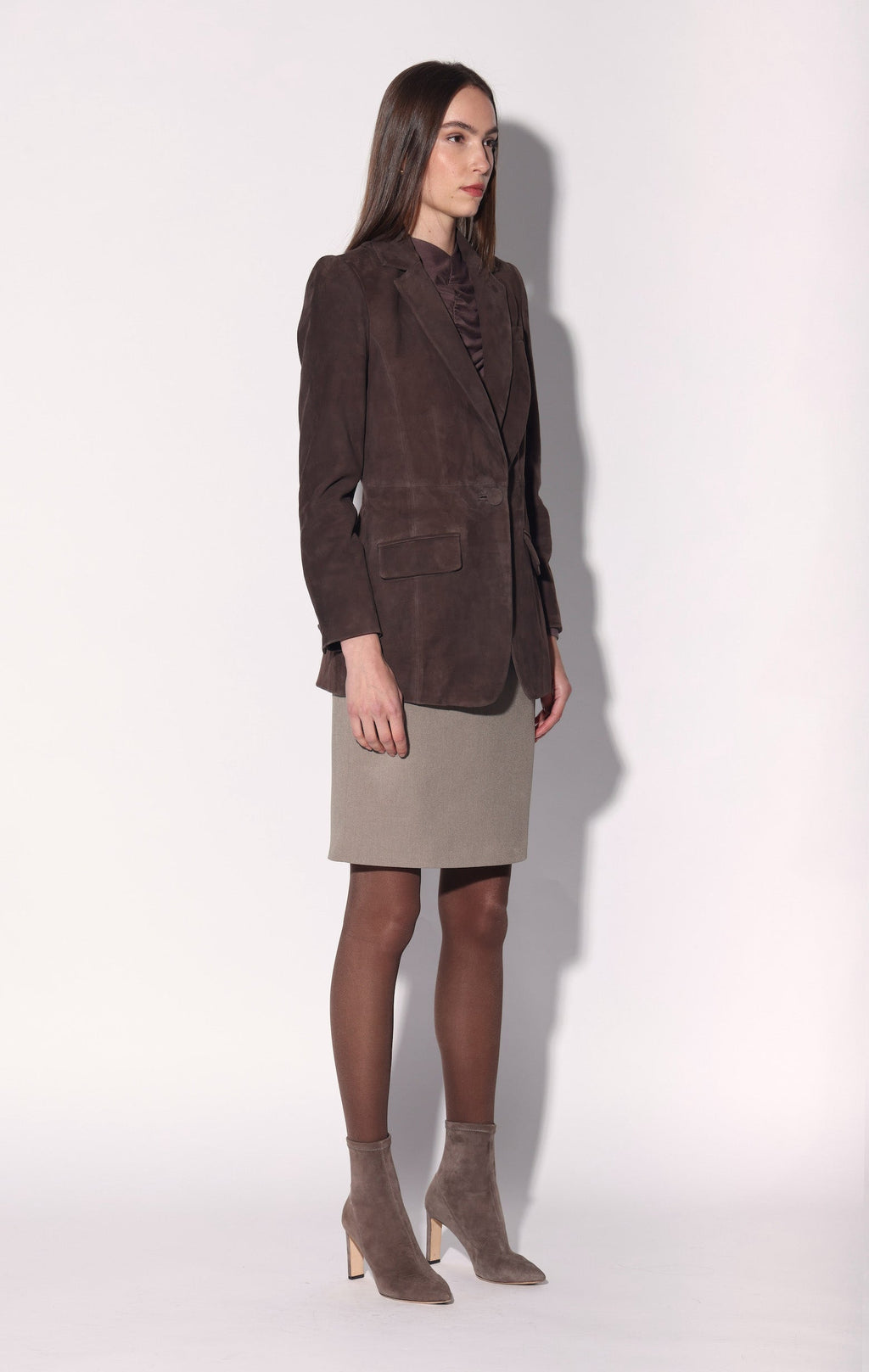 Mia Blazer, Mocha Suede - Leather