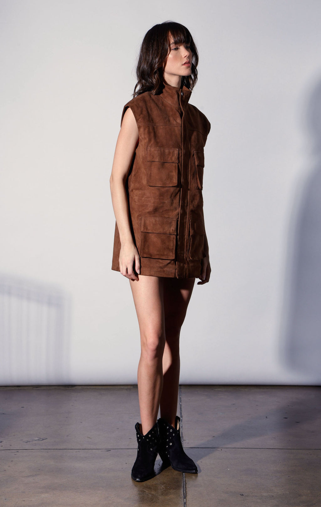 Renata Vest, Chestnut Suede - Leather