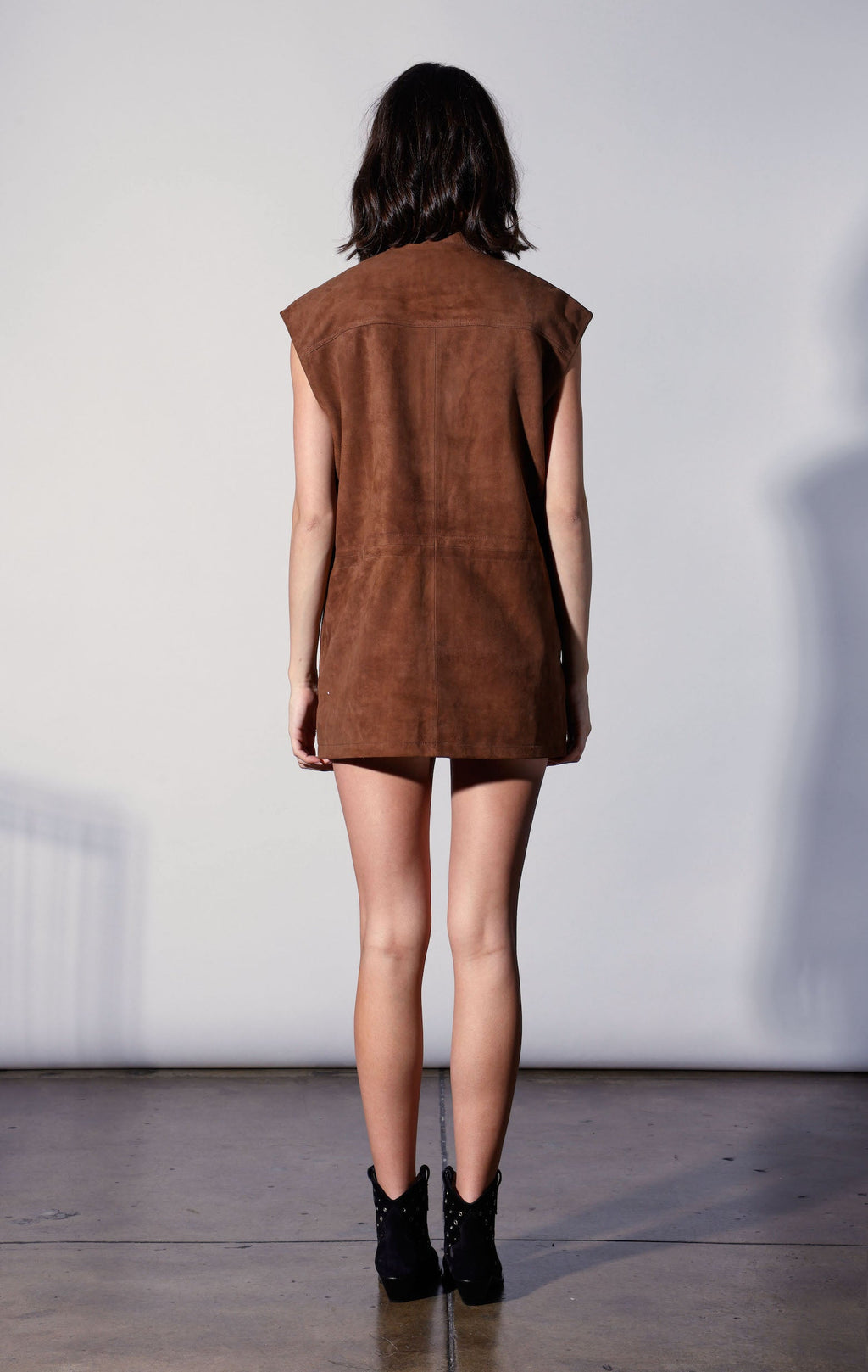 Renata Vest, Chestnut Suede - Leather