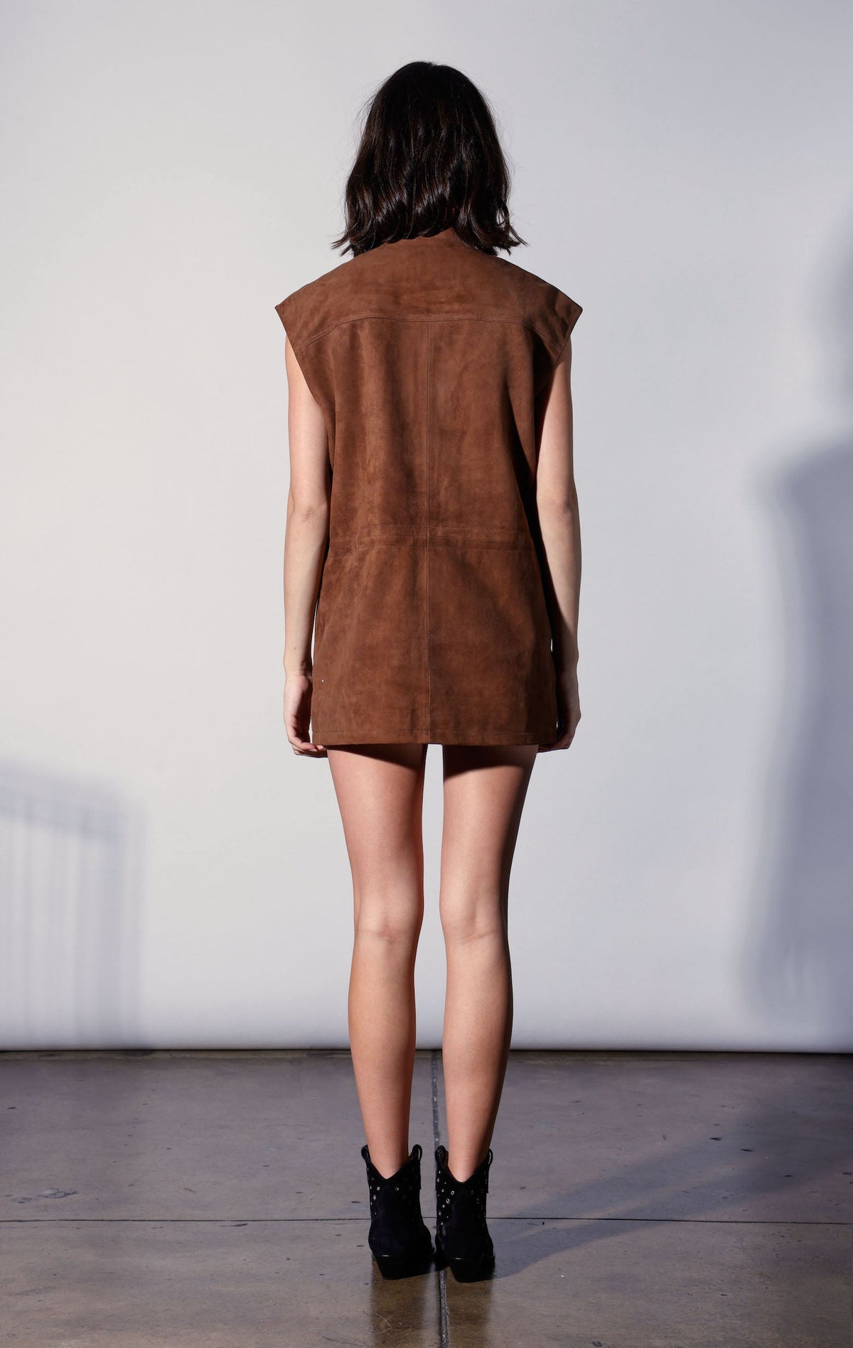 Renata Vest, Chestnut Suede - Leather