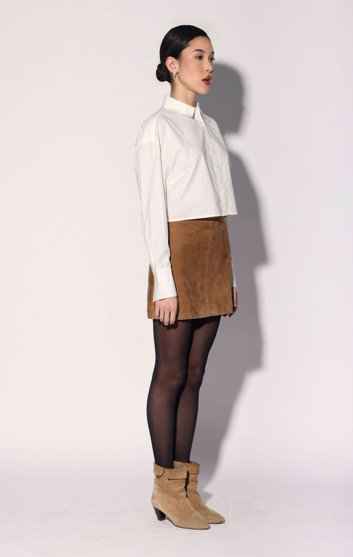 Sidney Skirt, Whiskey Suede - Leather