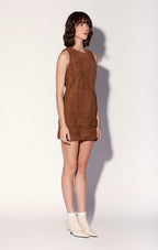 Vanna Dress, Chestnut Suede - Leather