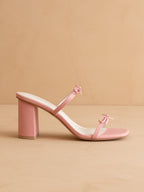 The Wendy | Pink Double Strap Double Bow Heels *FINAL SALE*