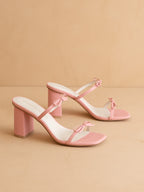 The Wendy | Pink Double Strap Double Bow Heels *FINAL SALE*