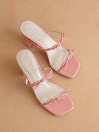 The Wendy | Pink Double Strap Double Bow Heels *FINAL SALE*