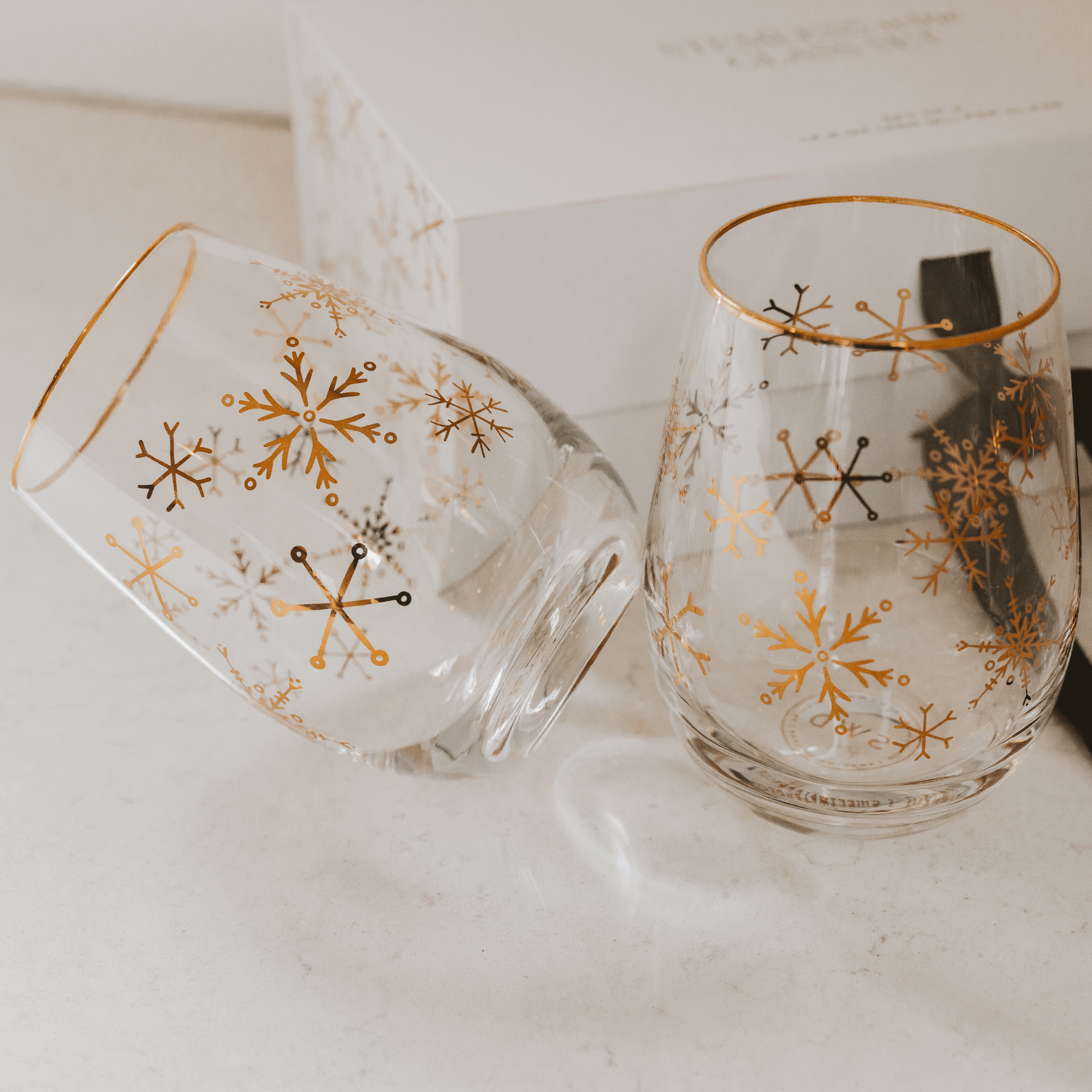 Snowflakes Stemless Wine Glass - Boxed Set of 2