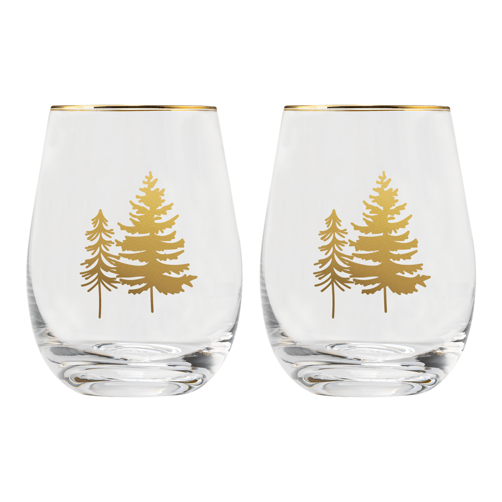 Trees Stemless Wine Glass - Boxed Set of 2
