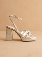 The Zoey | Light Gold knotted band platform  heel