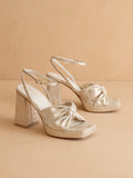 The Zoey | Light Gold knotted band platform  heel