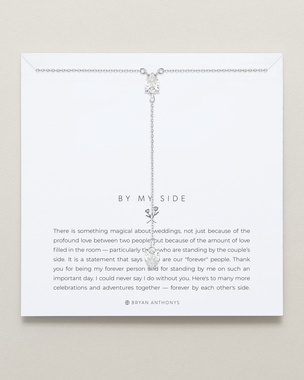 By My Side Pear Cut Lariat Necklace
