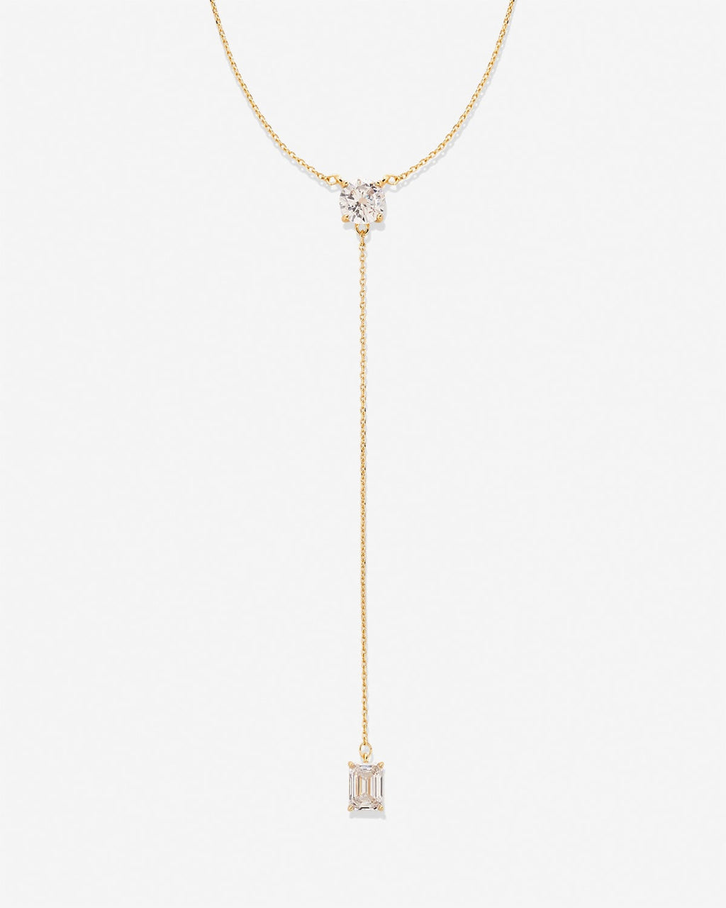 Beautifully Broken Emerald Cut Lariat Necklace