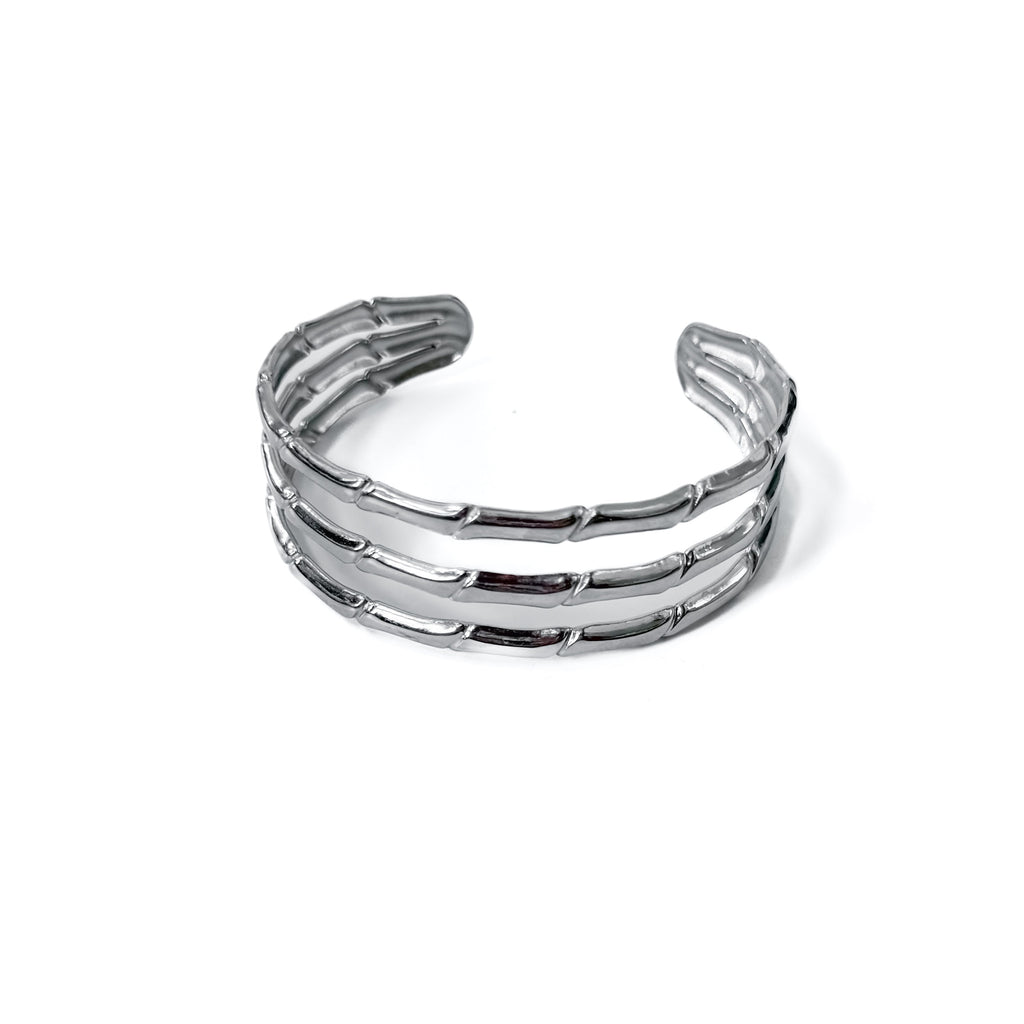 Bamboo Tier Open Bangle Bracelet - WATERPROOF