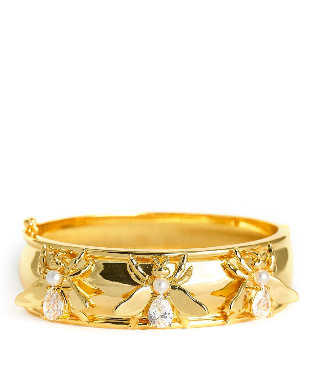 Bee Hinged Cuff - 18k Gold Plated
