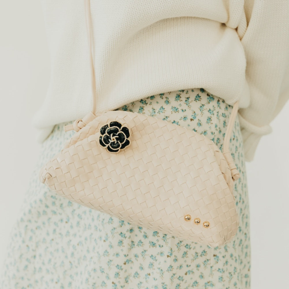 Black Flower Brooch with Pearl Trim - WATERPROOF