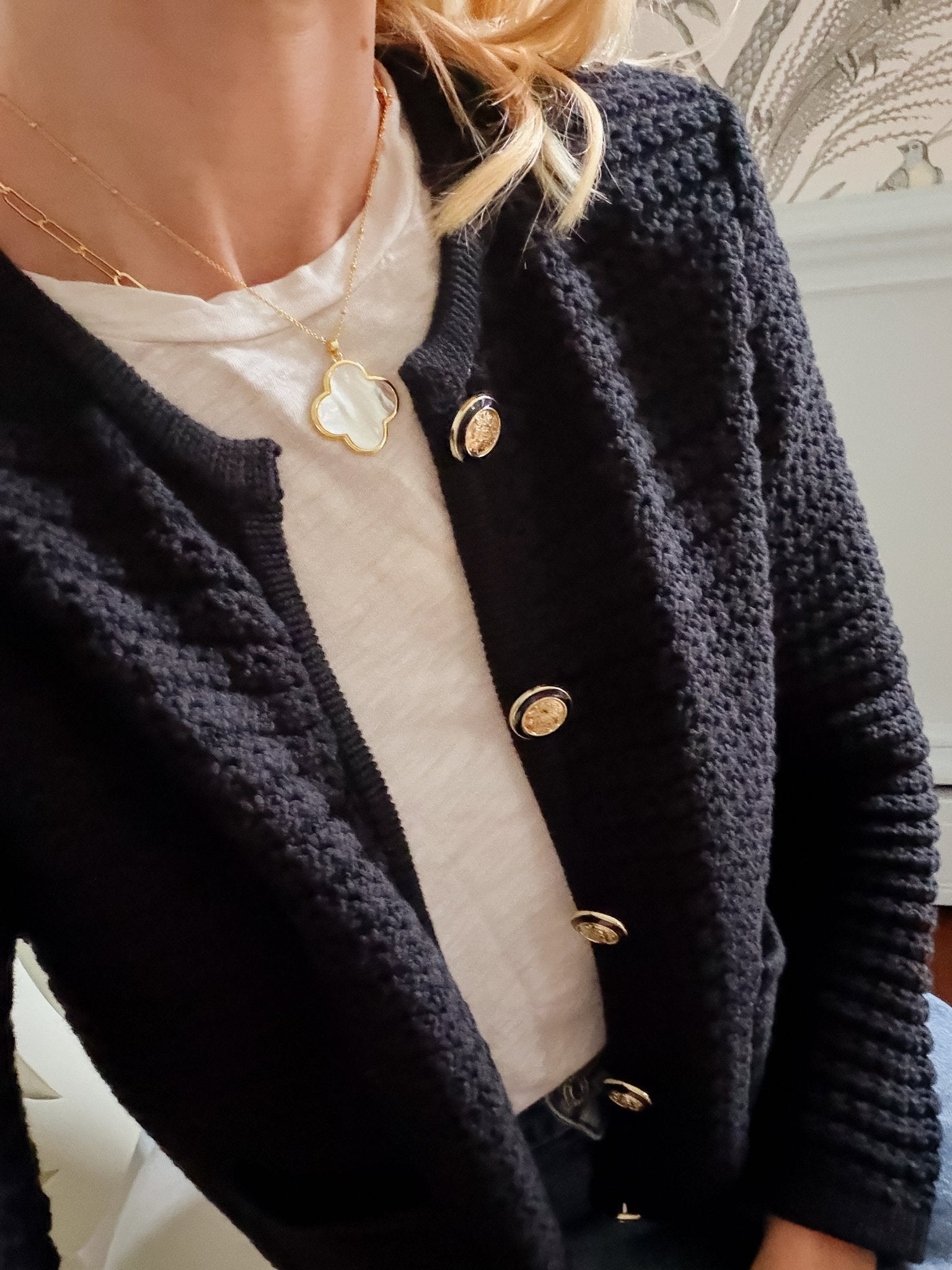 Dakota Clover Necklace - 18k Plated- Mother of Pearl-Kristin Kennedy Collection