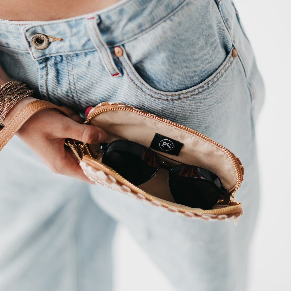 Dylan Woven Sunglass Case Wristlet