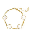 Elle- Mother of pearl Clover Adjustable Bracelet 18k Gold Plated-Darby Clark Collection