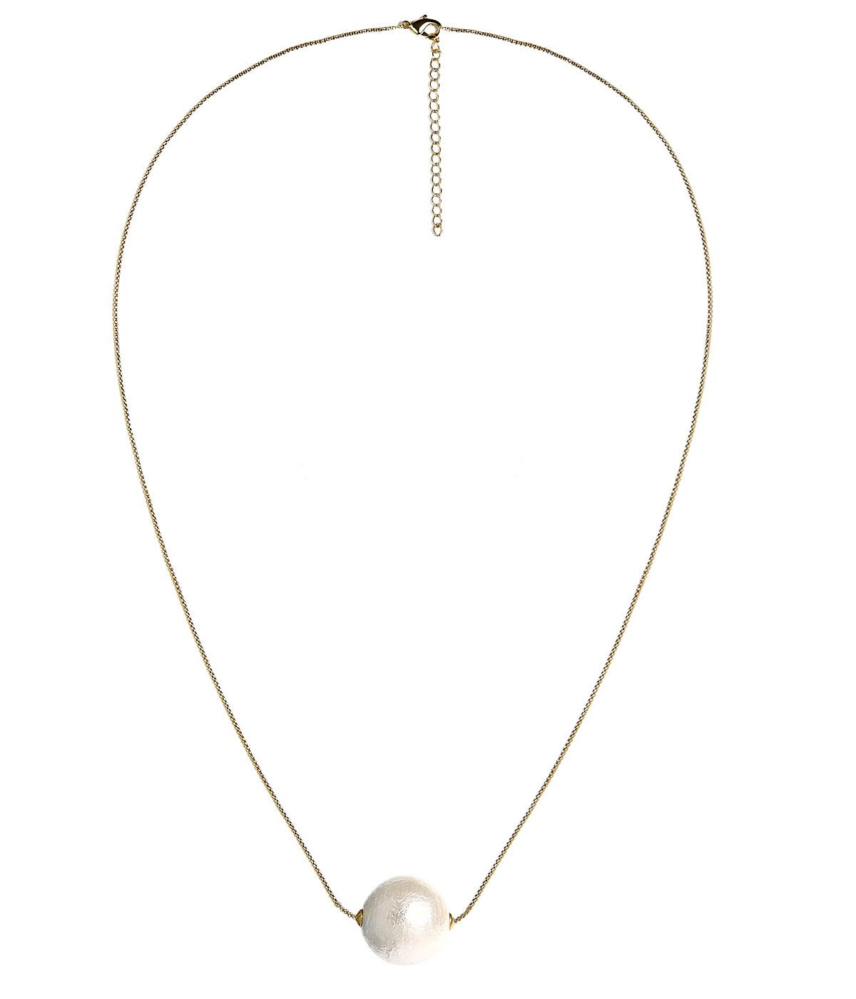 Evie - 14mm Cotton Pearl Necklace - 18k Gold Plated