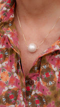 Evie - 14mm Cotton Pearl Necklace - 18k Gold Plated