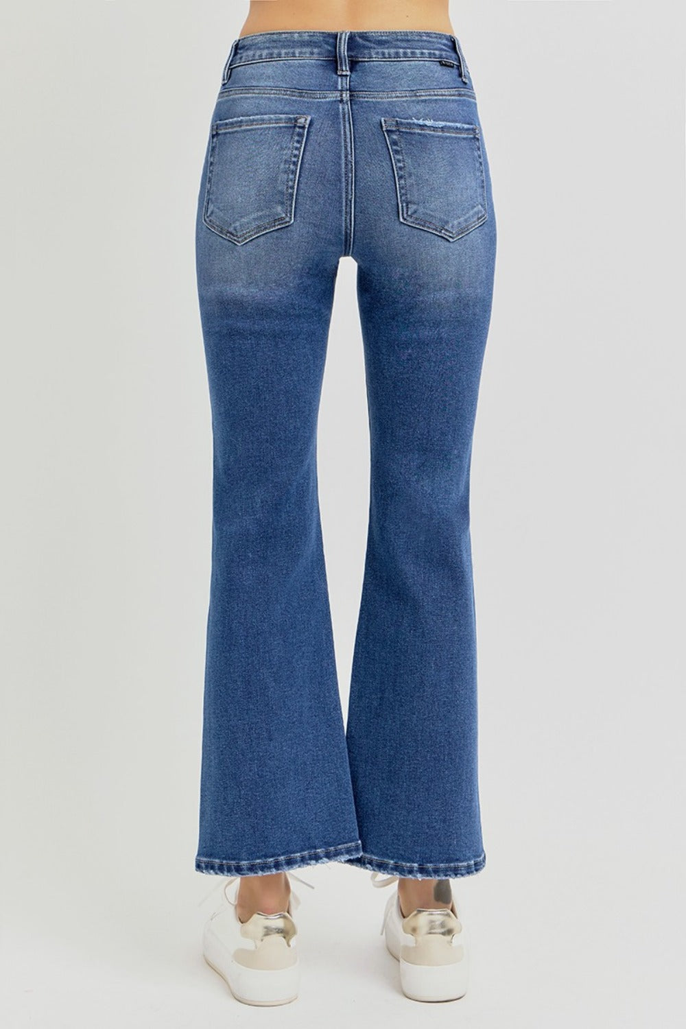 RISEN - Full Size Distressed High Rise Crop Flare Jeans
