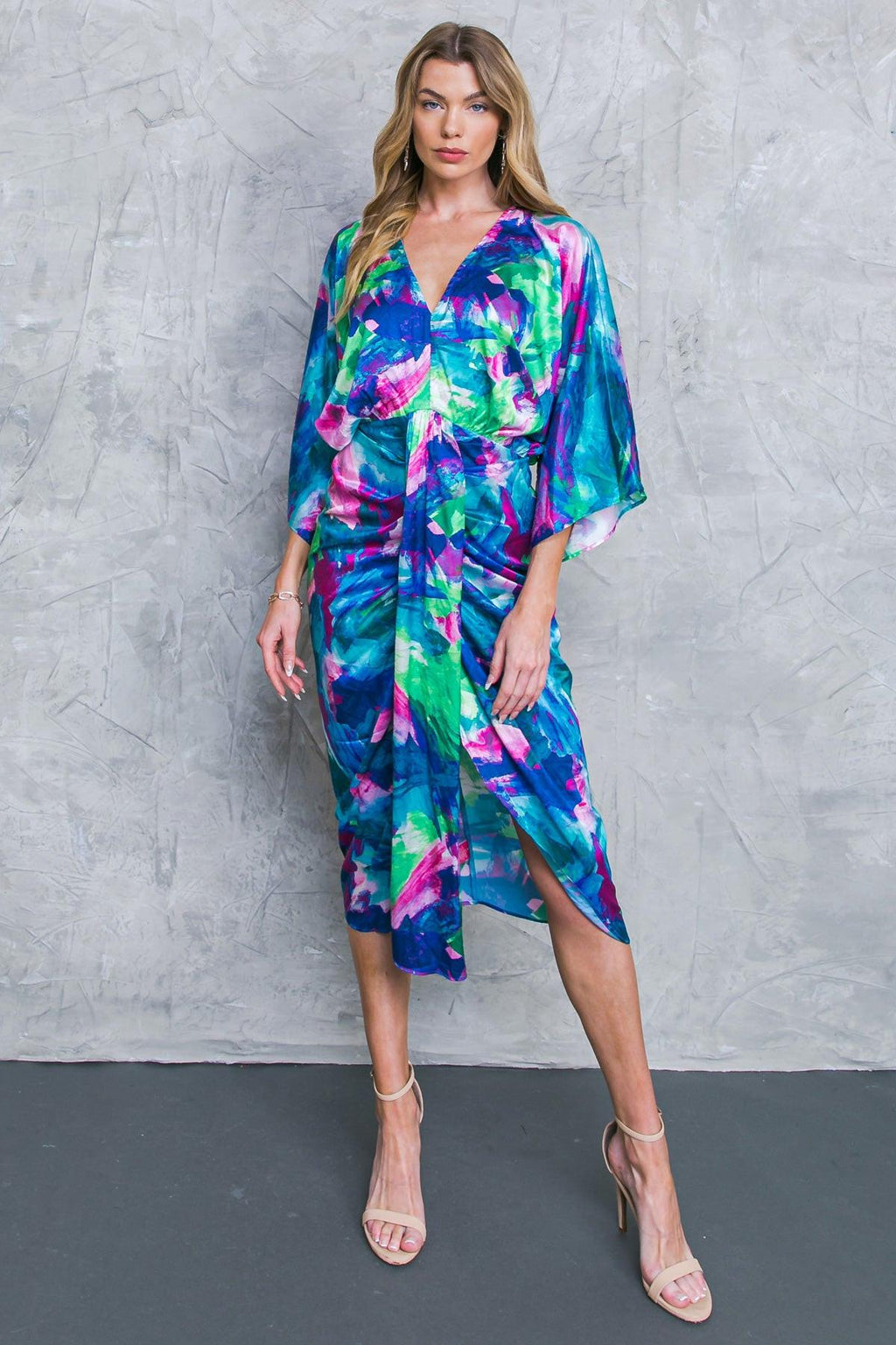 On The Horizon Woven Satin Midi Dress