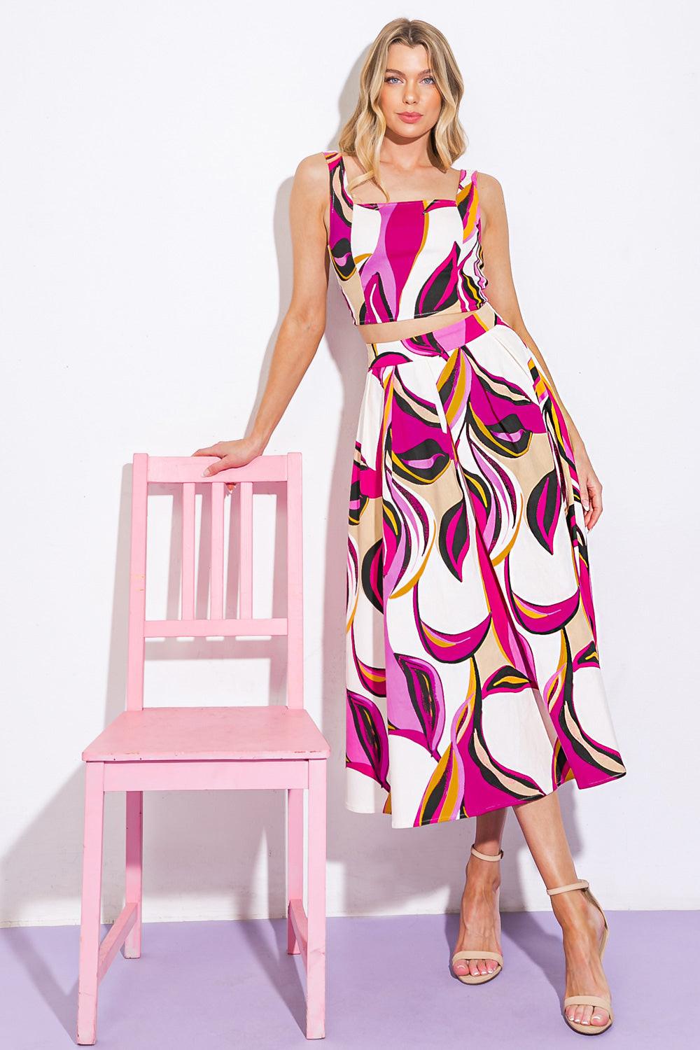 Cocktail Club Woven Twill Top And Skirt Set