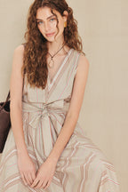 Sweet Stripe Woven Midi Dress