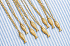 Fish - Beach Town - Small Paper Clip Chain Necklace - 18k Gold Plated 18 Inches