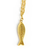 Fish - Beach Town - Small Paper Clip Chain Necklace - 18k Gold Plated 18 Inches