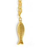 Fish - Beach Town - Small Paper Clip Chain Necklace - 18k Gold Plated 18 Inches