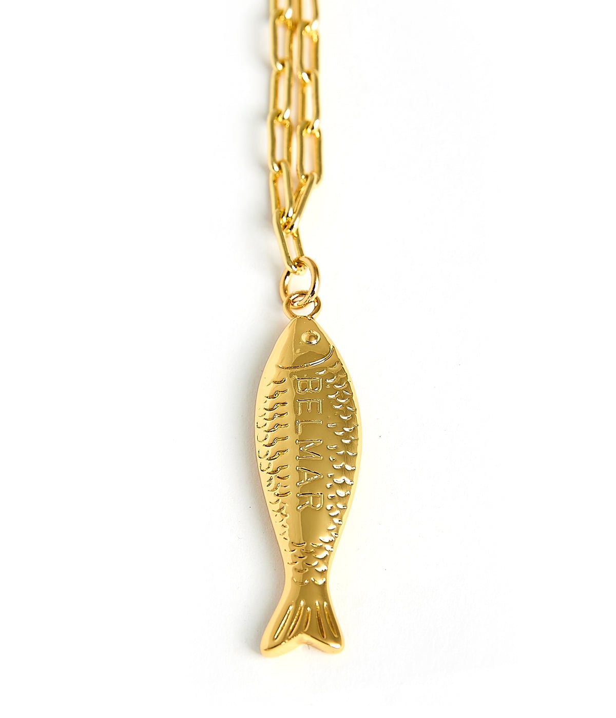 Fish - Beach Town - Small Paper Clip Chain Necklace - 18k Gold Plated 18 Inches