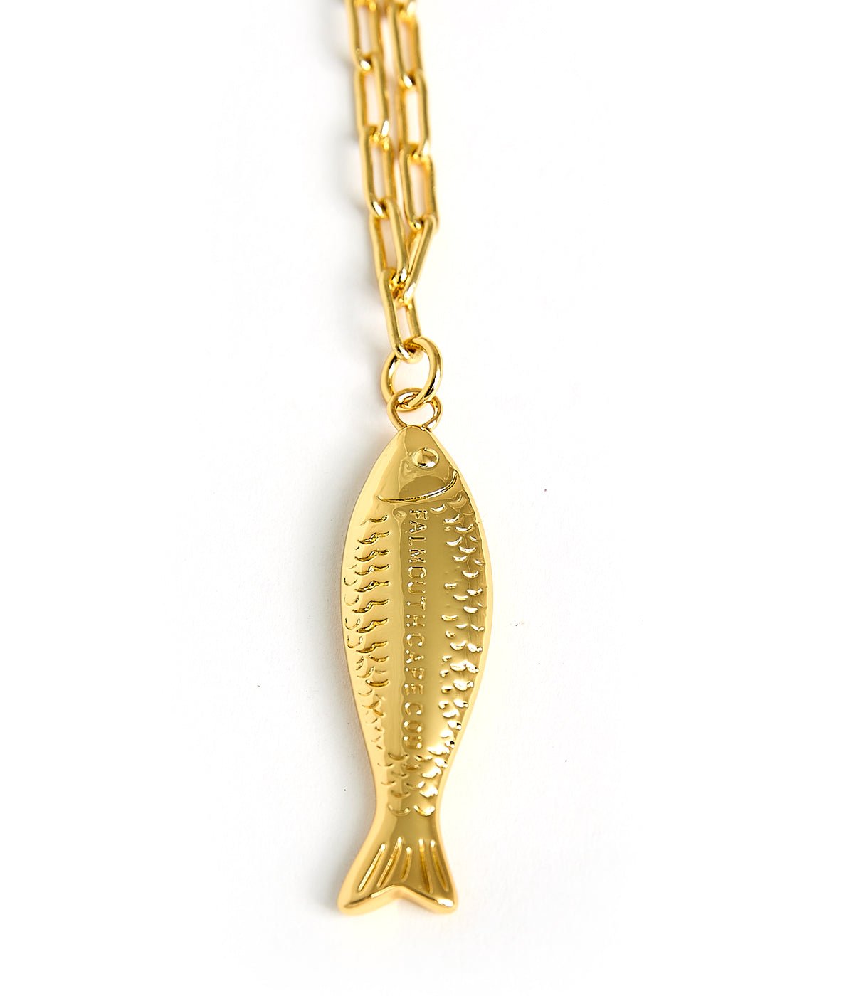 Fish - Beach Town - Small Paper Clip Chain Necklace - 18k Gold Plated 18 Inches