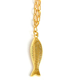 Fish - Beach Town - Small Paper Clip Chain Necklace - 18k Gold Plated 18 Inches