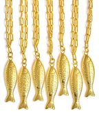 Fish - Beach Town - Small Paper Clip Chain Necklace - 18k Gold Plated 18 Inches