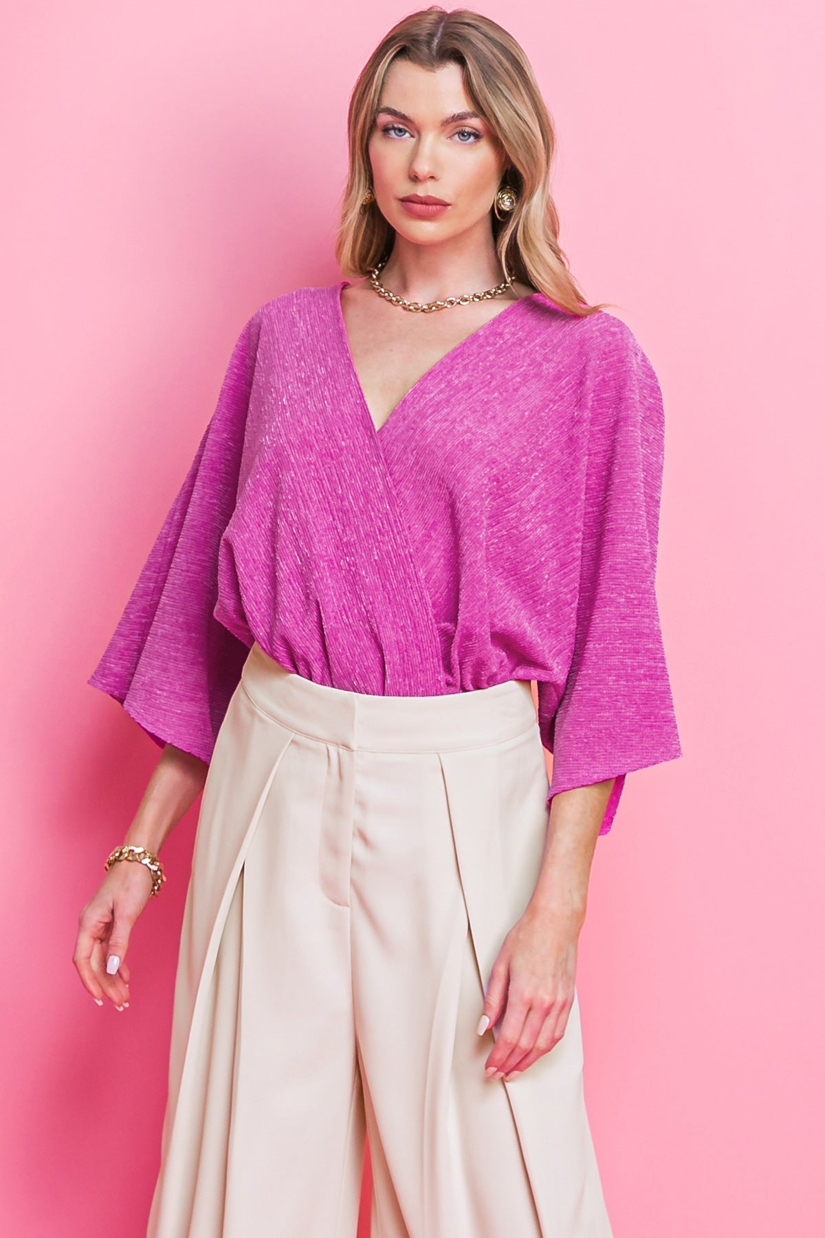 YOU'RE LUCKY WOVEN BODYSUIT TOP