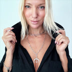 Grateful Crescent Moon Klink Necklace