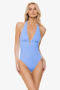 Kara Key Hole One-Piece  |  Chevron Textured Peri Blue