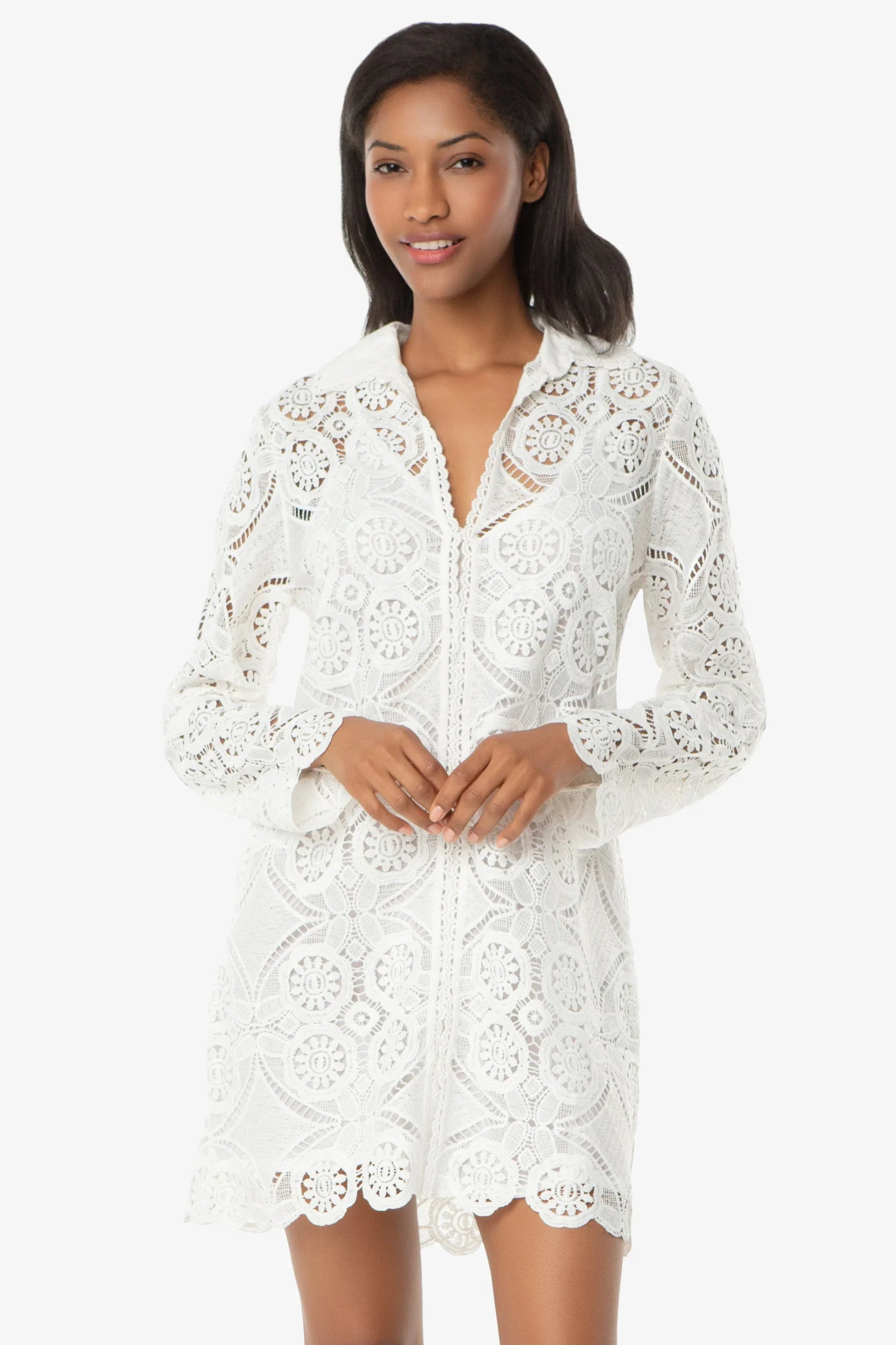 Lace Button Front Dress | Lace Crochet