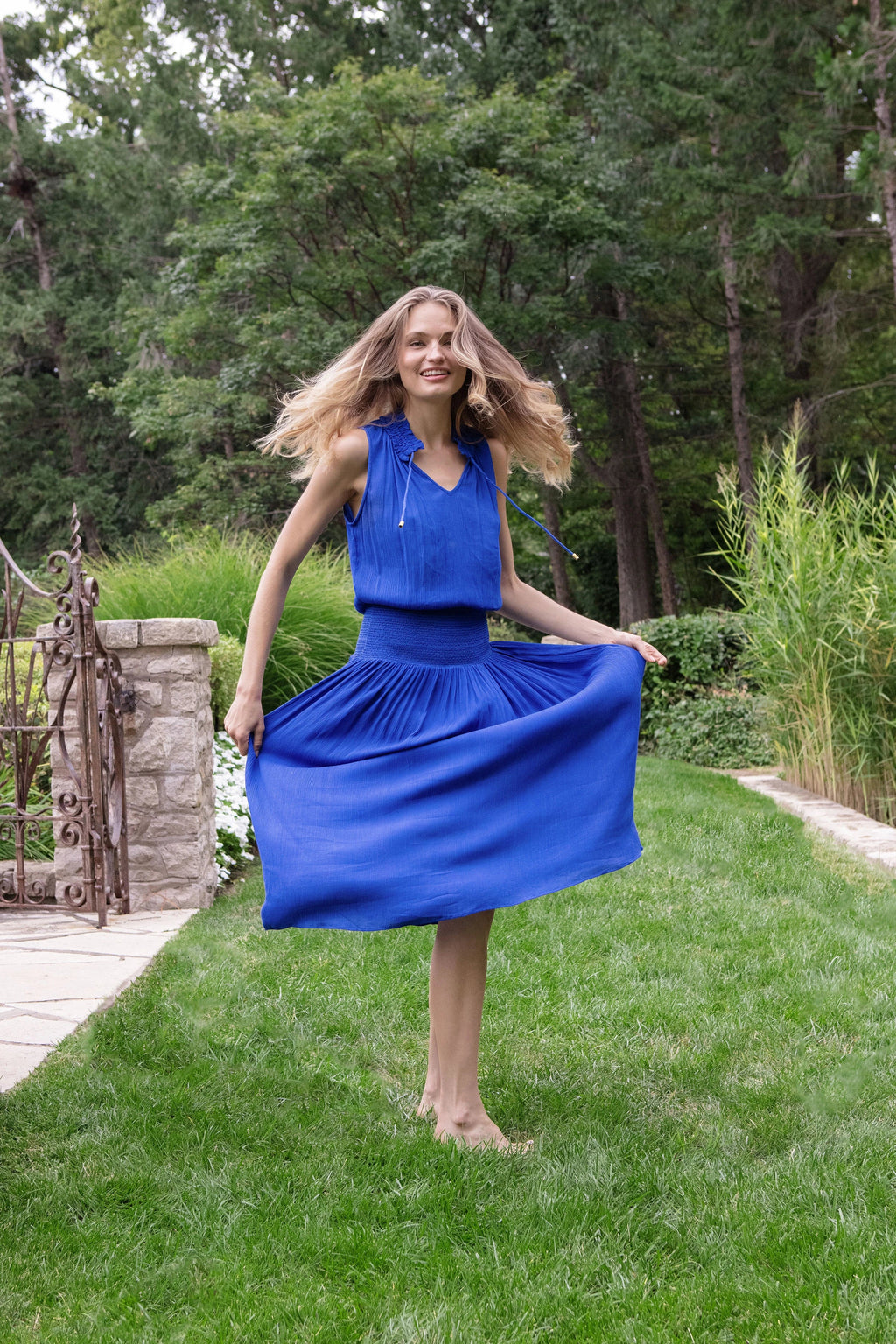 Sleeveless Smocked Dress | Hamptons Blue