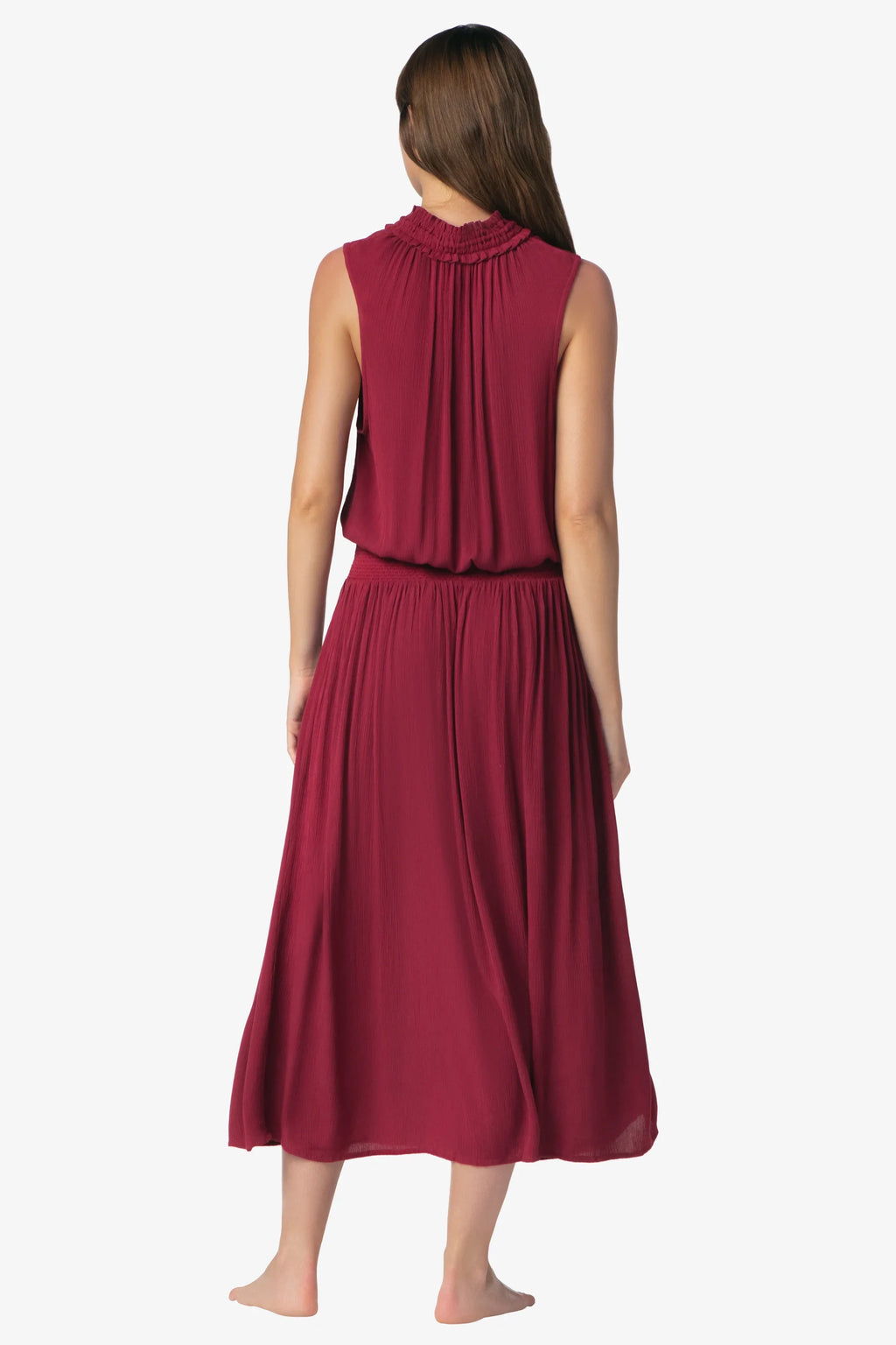 Sleeveless Smocked Dress | Merlot