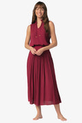 Sleeveless Smocked Dress | Merlot